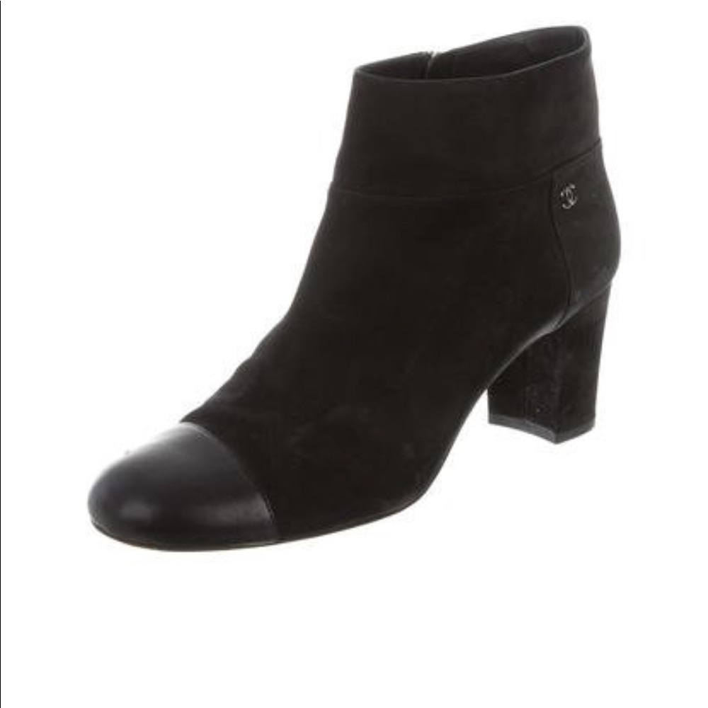 CHANEL NUBUCK CAP-TOE BOOTIES